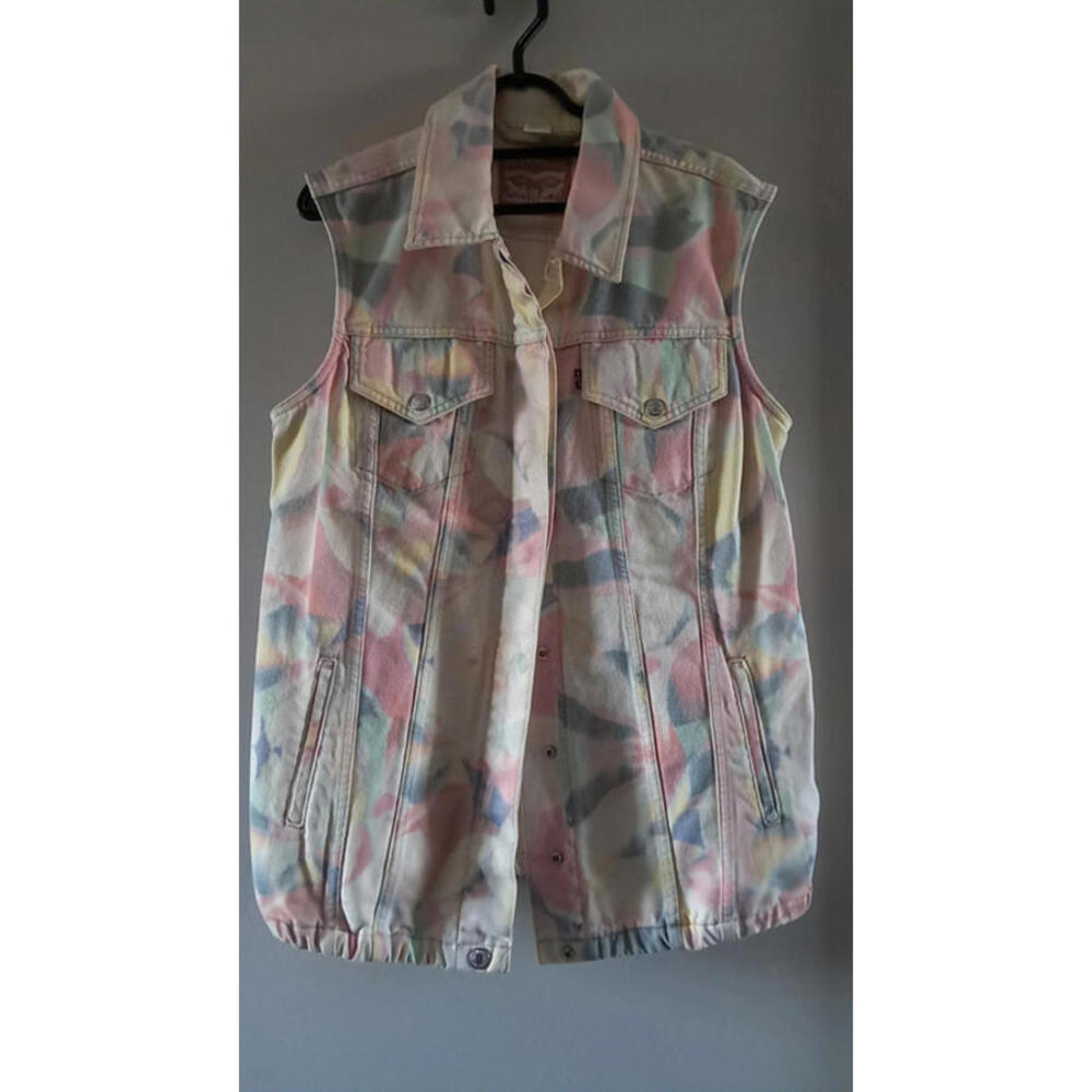 Levi's denim vest multicoloured tie dye Large